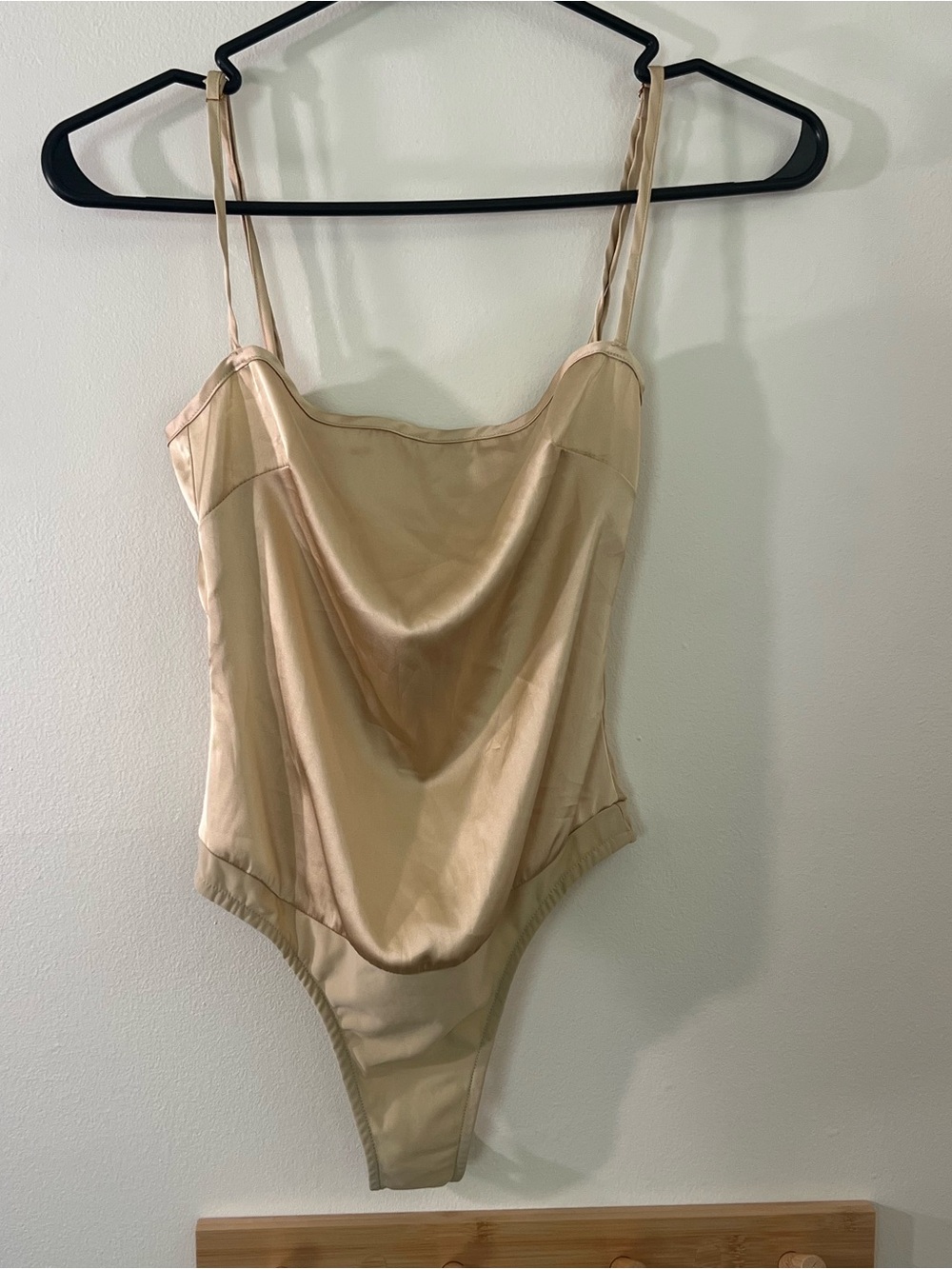 DANIELLE BERNSTEIN Champagne Satin Cowl Neck Bodysuit never worn NWOT no flaws